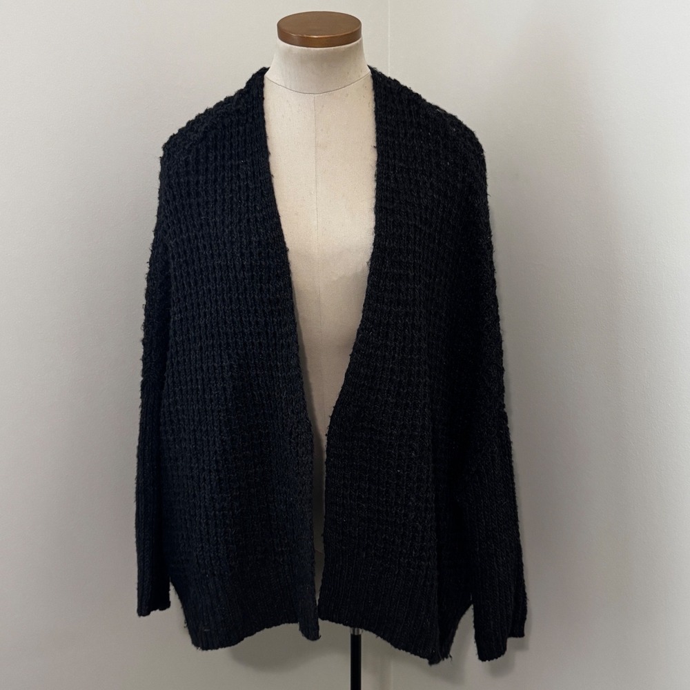 Free People Small Gray Wool Blend Oversized Chunky Cardigan Sweater